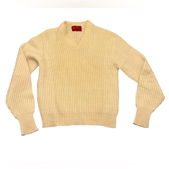Vintage Jantzen V Neck Cable Knit Cream Sweater Women’s M - Picture 1 of 6